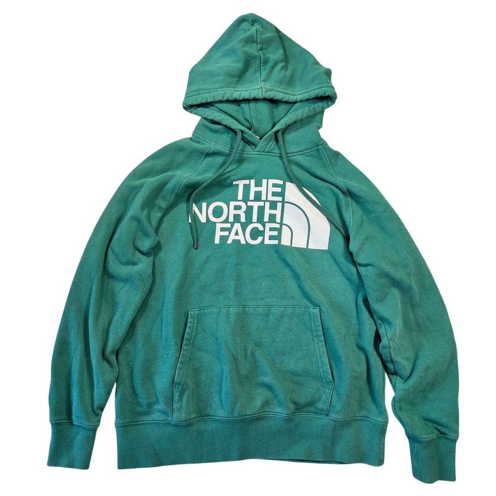 The North Face Womens Half Dome Pullover Hoodie Green White Logo Size S Small